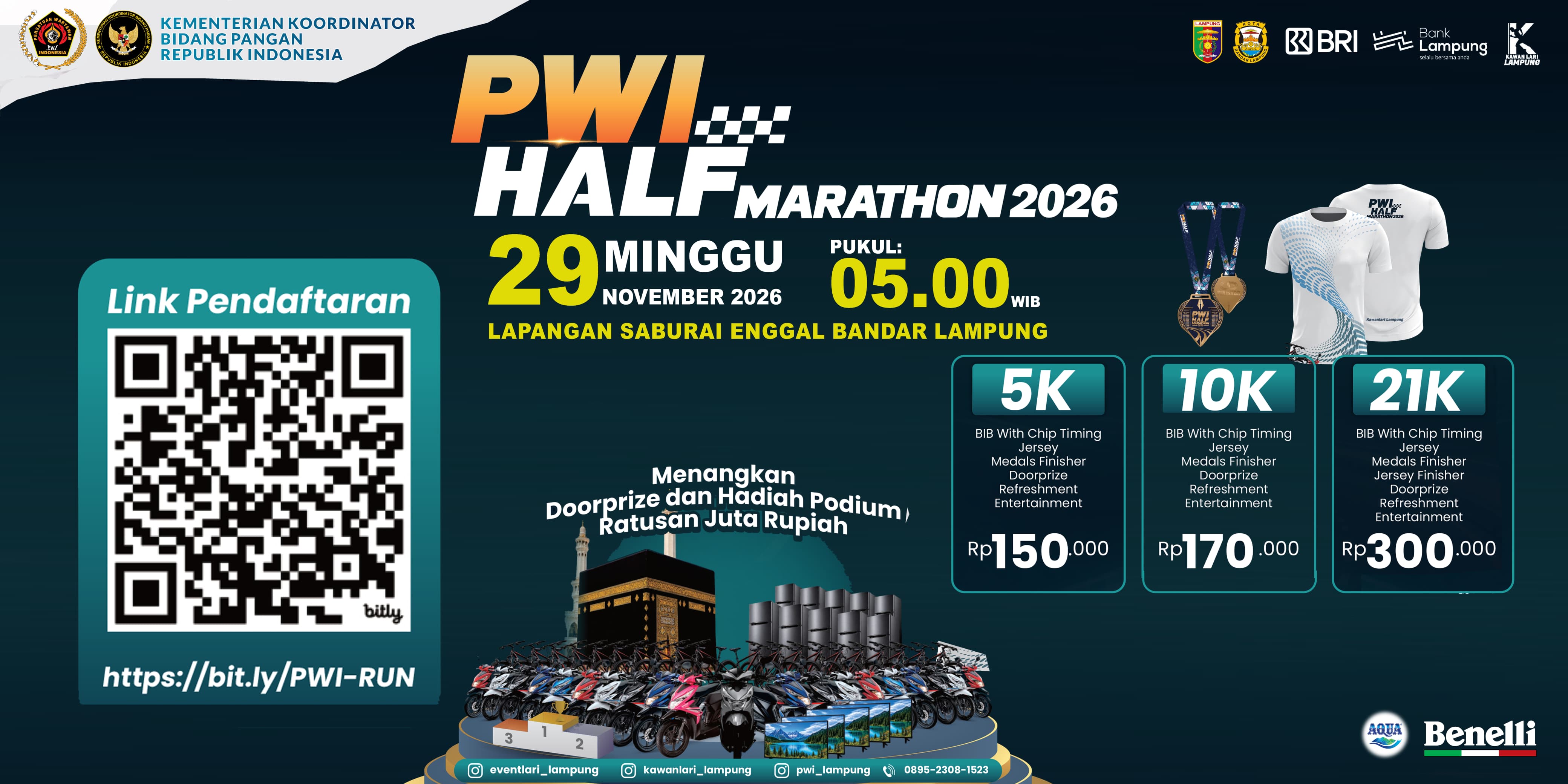 Buruan Daftar! PWI Half Marathon 2026 Banjir Hadiah Ratusan Juta Hingga Puluhan Motor