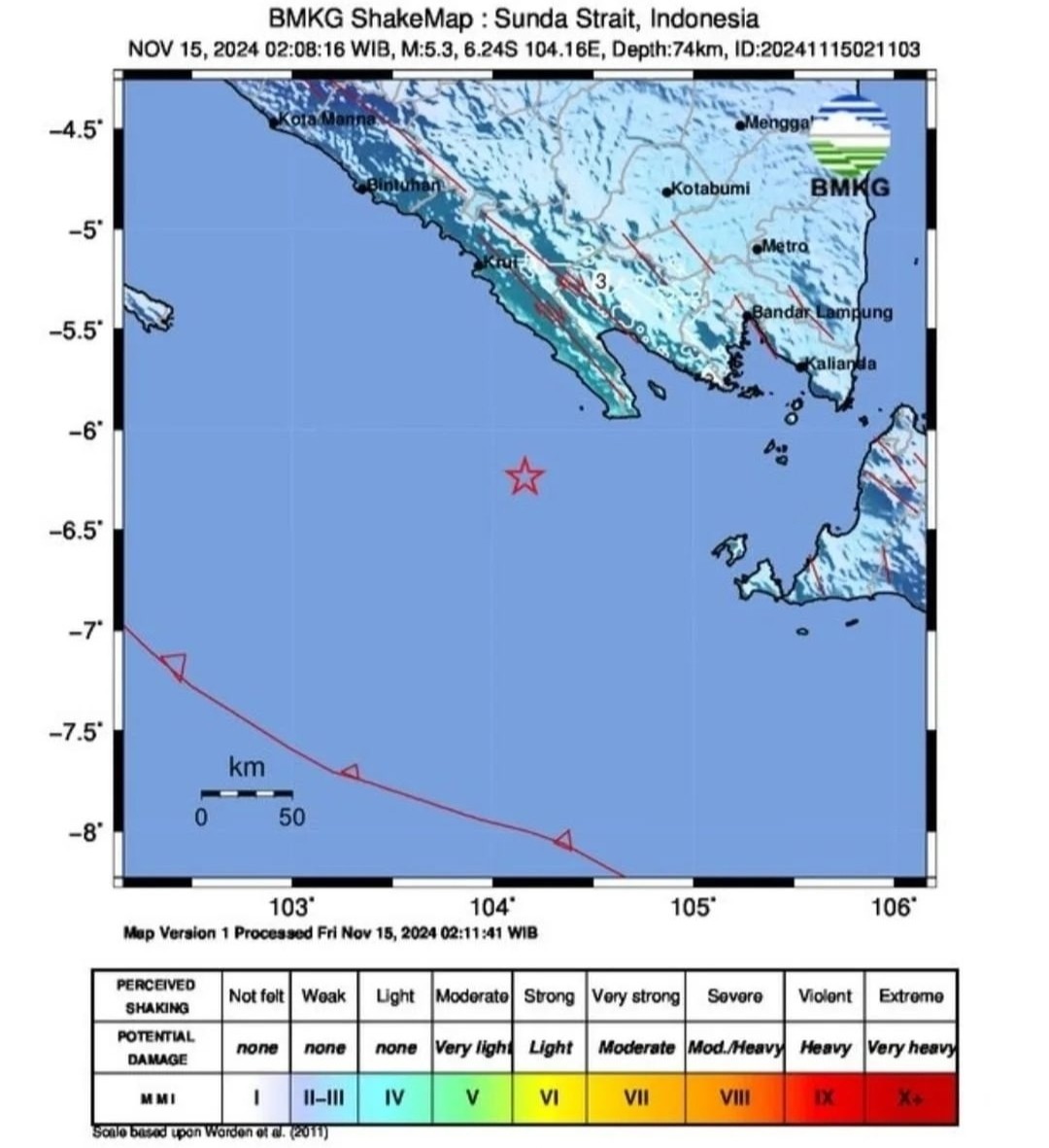 Jumat Dini Hari Tanggamus Kembali Diguncang Gempa