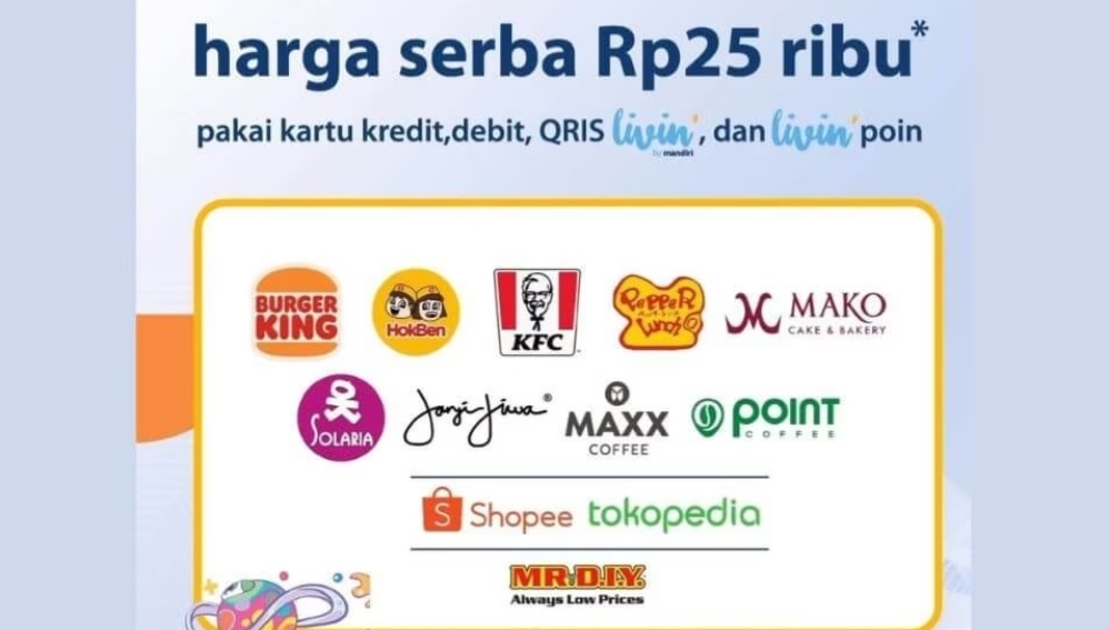 Promo HUT Bank Mandiri, Makanan dan Minuman Serba 25, Buruan Serbu