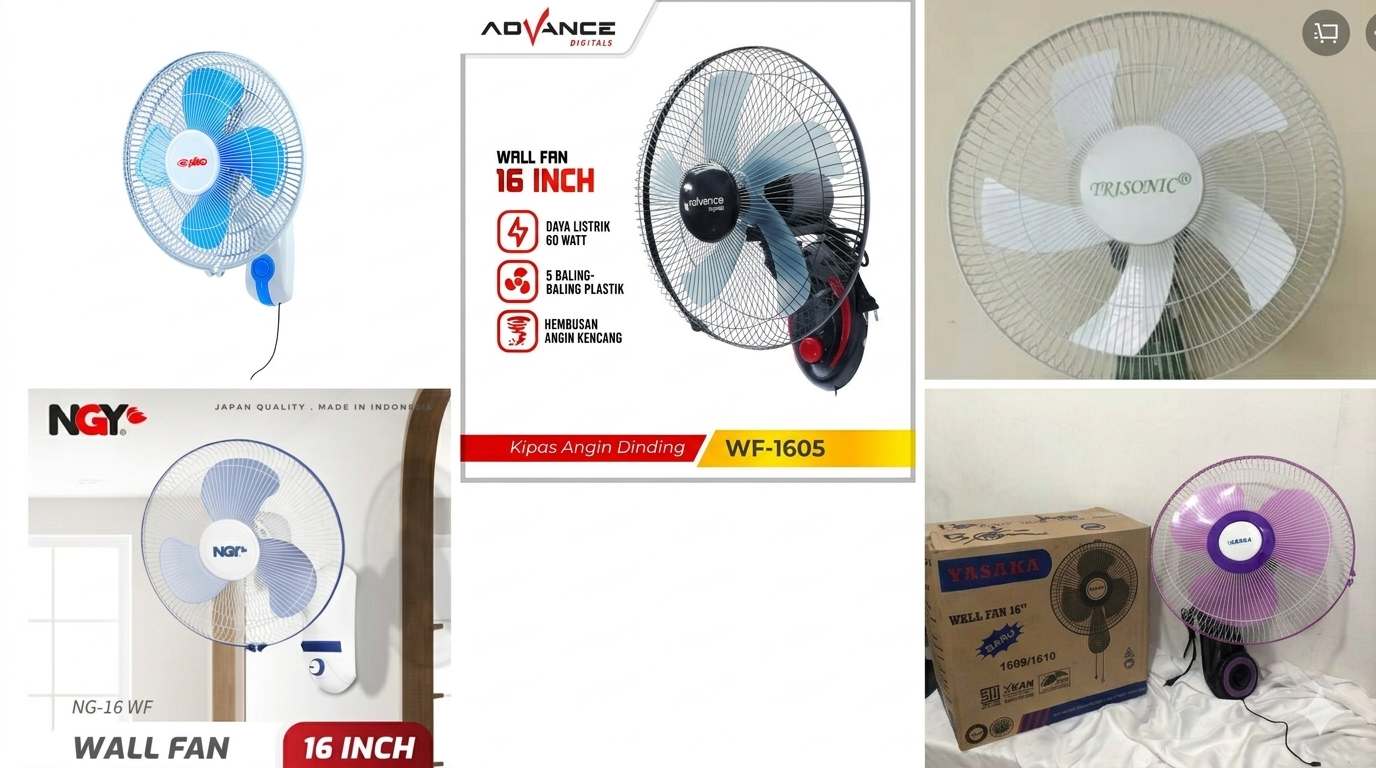 Rekomendasi Kipas Angin Dinding Watt Rendah Harga Rp100 Ribuan