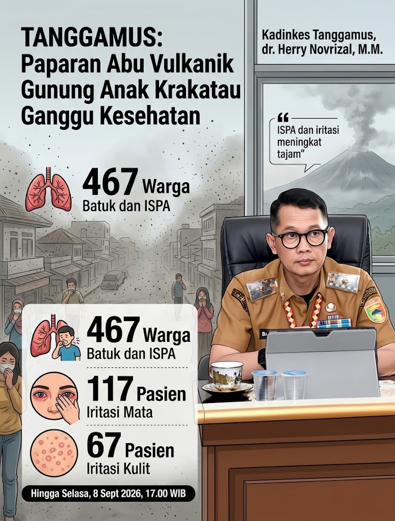 Abu Vulkanik Ganggu Kesehatan, 467 Warga Tanggamus Terserang Batuk dan ISPA