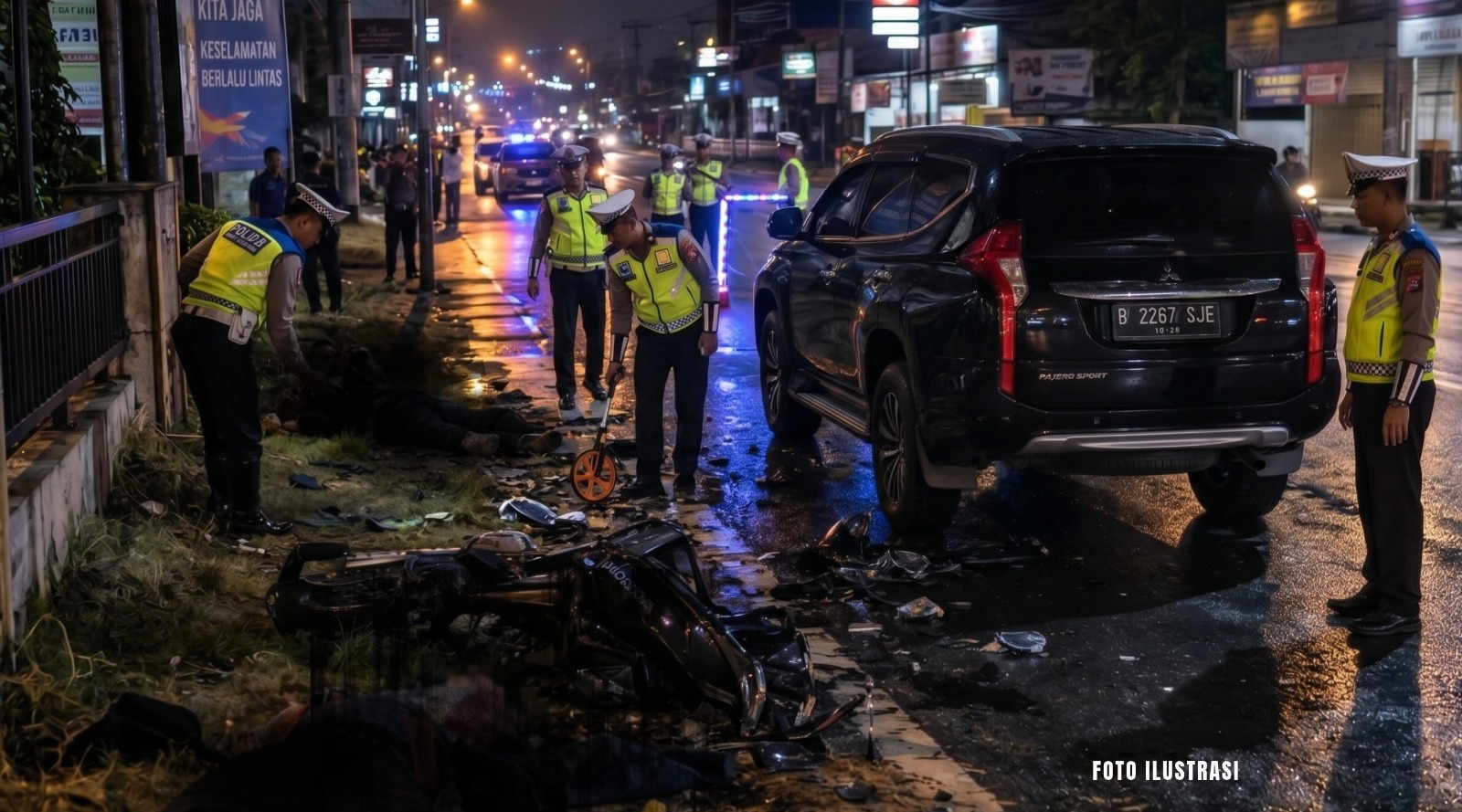 Motor Diduga Standing Masuk Jalur Lawan, Tabrak Pajero hingga 2 Pemuda Tewas