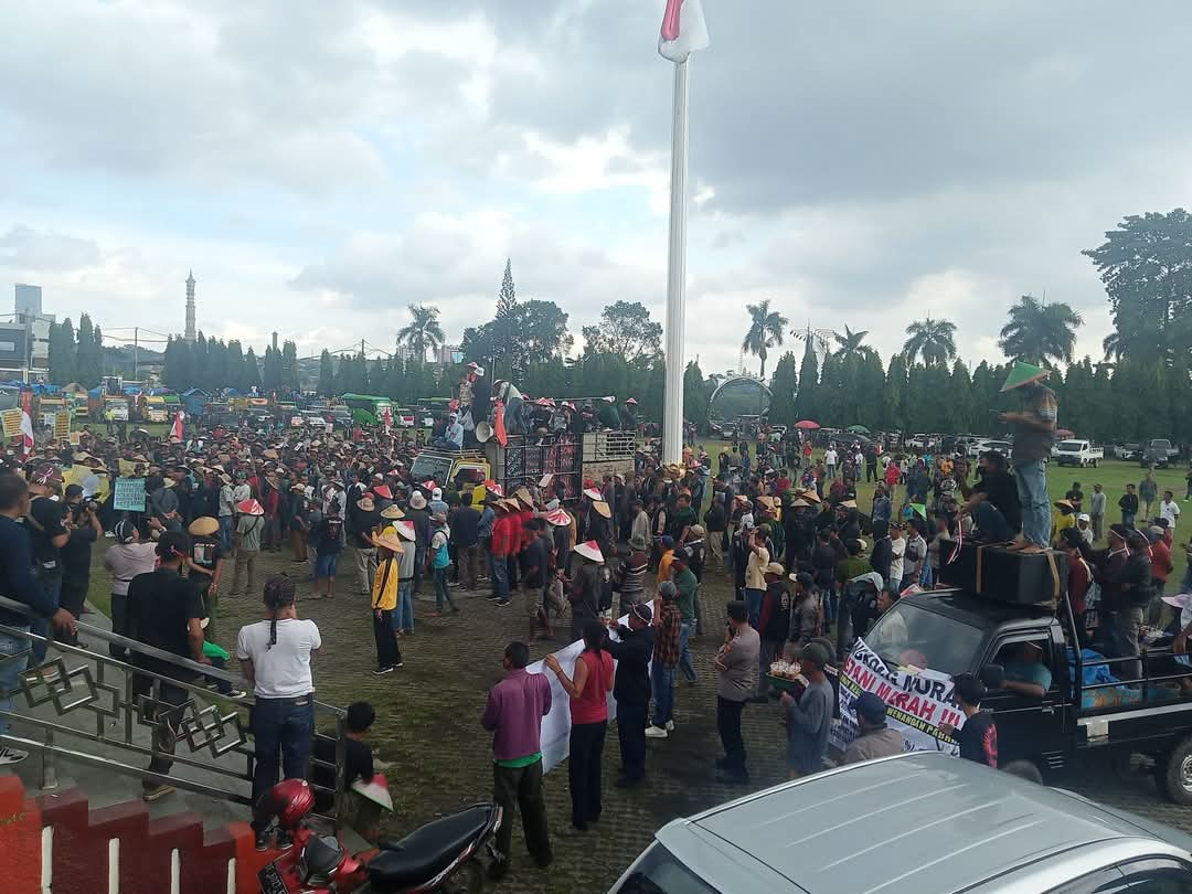 Ribuan Petani Singkong Geruduk Kantor Gubernur Lampung, Tuntut Pemberlakuan Harga Singkong