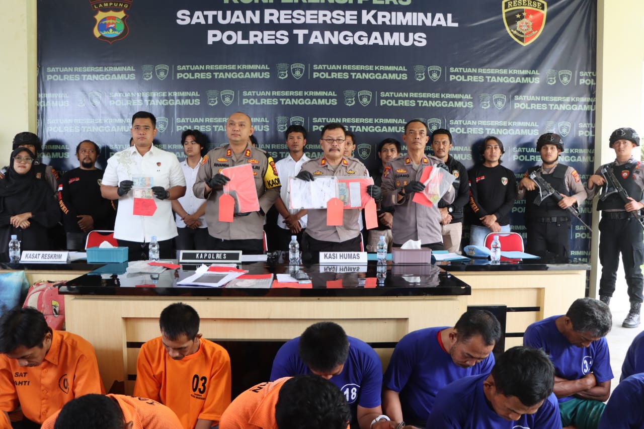 Polres Tanggamus Ungkap 5 Kasus  Perjudian, 16 Tersangka Diamankan