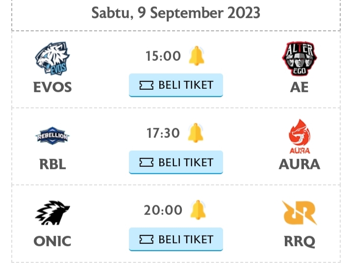 Jadwal MPL ID S12, Sabtu 9 September 2023, Onic VS RRQ, Evos VS Alter Ego