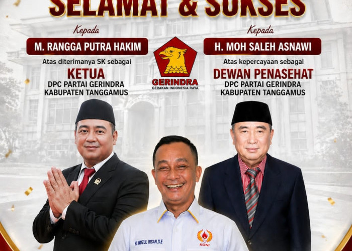 Ketum KONI Tanggamus Nuzul Irsan Ucapkan Selamat dan Dukung Kepemimpinan M. Rangga Putra Hakim di Gerindra