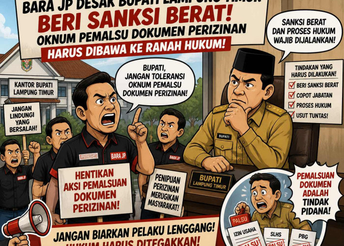BARA JP Desak Bupati Lampung Timur Proses Hukum Dugaan Pemalsuan Dokumen Perizinan