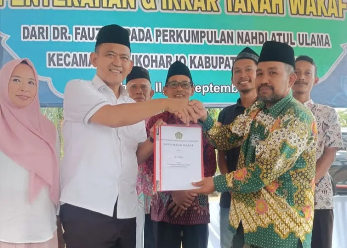 Peduli Besarkan NU, Bacalon Bupati Pringsewu Fauzi Wakafkan Sebidang Tanah 