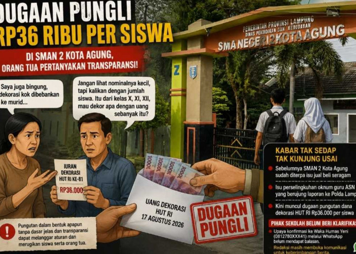 Dugaan Pungli Rp36 Ribu per Siswa di SMAN 2 Kota Agung Dengan Dalih Uang Dekorasi HUT RI, Orang Tua Mengeluh 