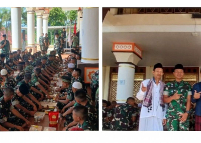 Pembina DKM Masjid Nurul Faidzin Jamu Ratusan Prajurit Yonif 945 dengan Hidangan Ketupat Lebaran