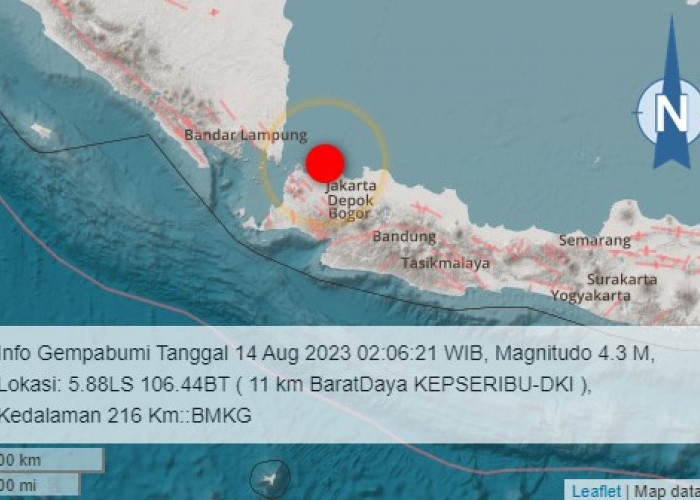 Wilayah Kepulauan Seribu Jakarta Diguncang Gempa 4,3 Magnitudo