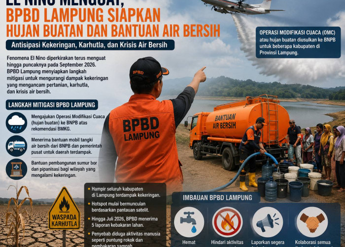 Hadapi El Nino, BPBD Lampung Siapkan Hujan Buatan-Bantuan Air Bersih
