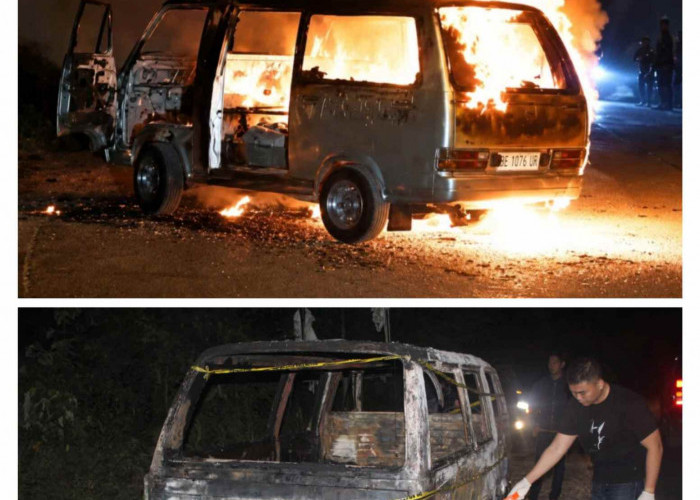 Minibus Terbakar di Tanjakan Way Sekampung, Sopir Alami Luka Bakar Akibat Ledakan Mesin