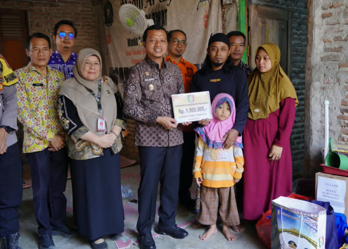 Bupati Pringsewu Salurkan Bantuan untuk Keluarga Tiga Anak Korban Tenggelam di Bendung Widara Payung