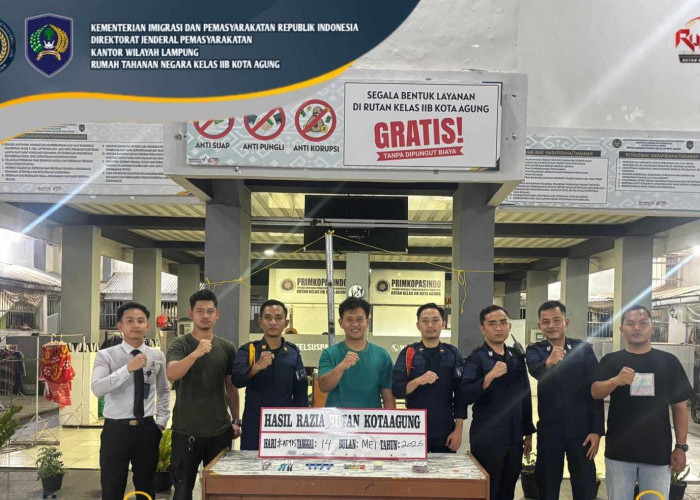 Cegah Gangguan Kamtib, Rutan Kota Agung Razia Blok Hunian dan Sita Barang Terlarang