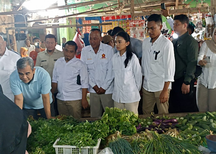 Sekjen Partai Gerindra Blusukan Sosialisasi Gerakan Makan Siang Gratis di Pasar Sarinangko Pringsewu