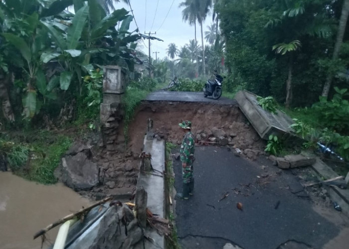 Jembatan Penghubung Antar Pekon di Pematangsawa Tanggamus Putus Akibat Diterjang Banjir 