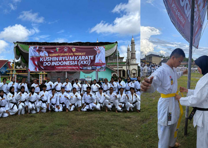 Ratusan Karateka Ikuti UKT KKI Tanggamus, Semangat Tak Surut Meski Panas Terik Hingga Diguyur Hujan