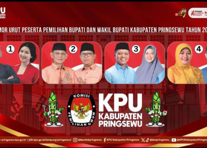 KPU Pringsewu Gelar Pengundian Nomor Urut, Ini Hasilnya