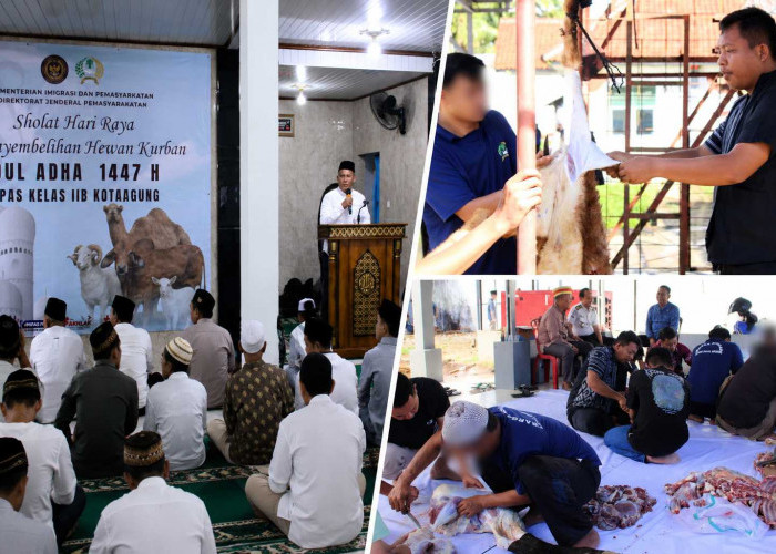 Iduladha di Lapas Kotaagung Penuh Khidmat, Wabin dan Petugas Salat Eid hingga Pemotongan Kurban
