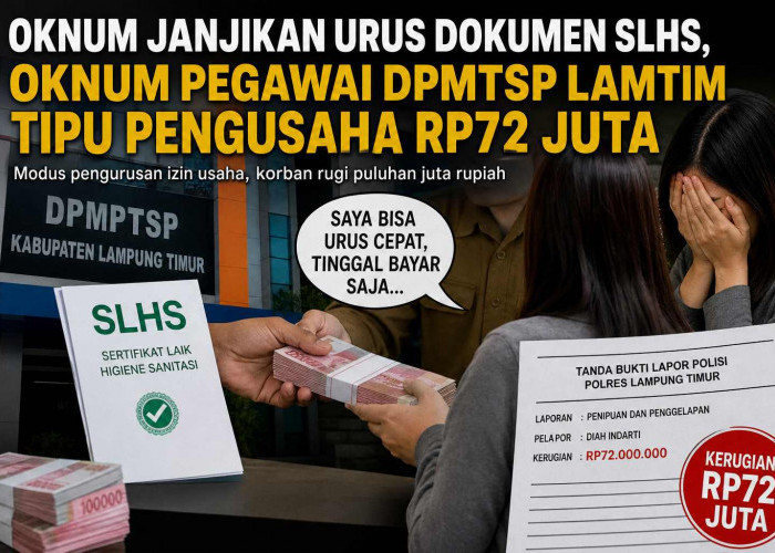 Janjikan Urus Dokumen SLHS, Oknum Pegawai DPMTSP Lamtim Tipu Penguasa Rp72 Juta