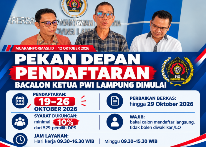 Pekan Depan Pendaftaran Bacalon Ketua PWI Lampung Dibuka