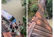 Jembatan Gantung Putus, Angdes Terjun ke Sungai di Pugung