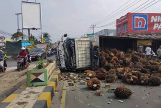 Truk Pengangkut Sawit Terguling di Kota Agung, Polisi Ungkap Penyebab Kecelakaan