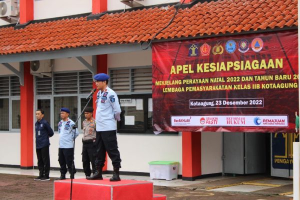 Jelang Nataru, Lapas Kotaagung Gelar Apel Siaga Bersama Dilanjutkan Tes Urine